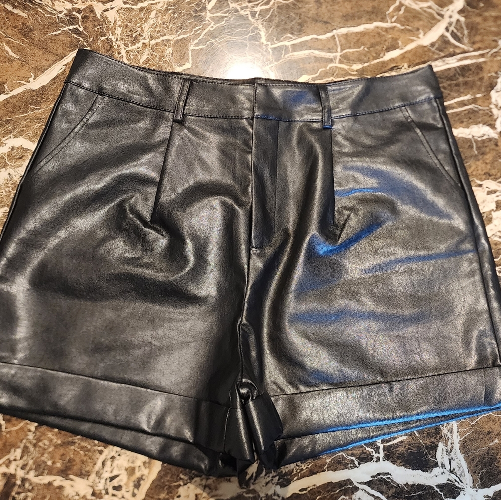 Black Faux Leather Shorts